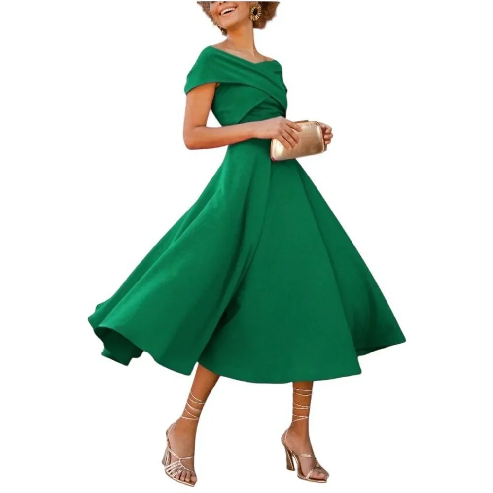 Green Off the Shoulder Cocktail Dress - Size XXL - Picture 1 of 5